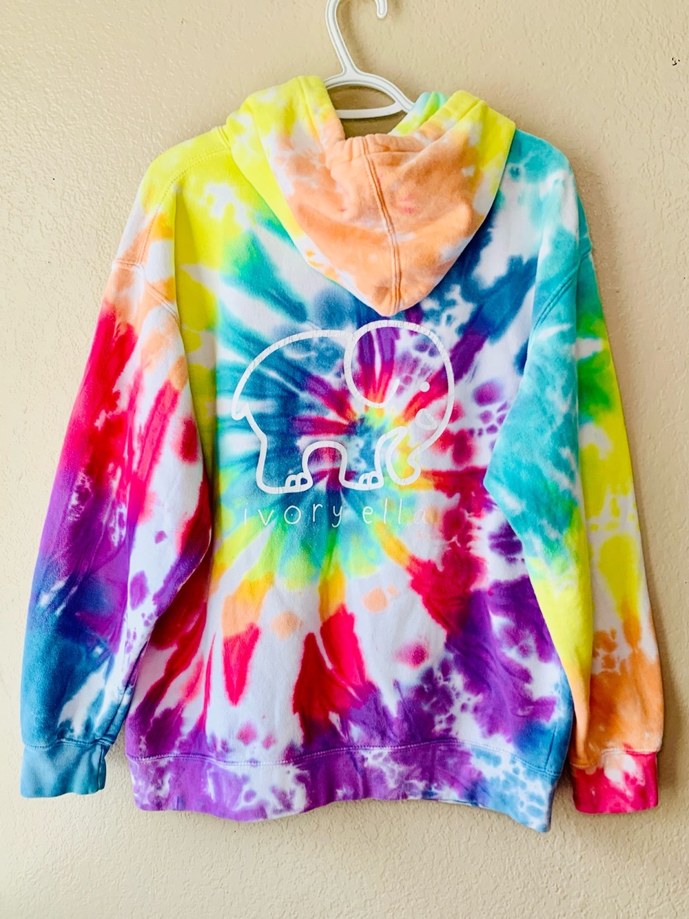 IVORY ELLA Comfort Colors Tie Dye Graphic Comfy Oversized Pullover Hoodie Size M
